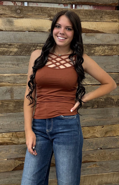 The Strappy Cami Dark Rust Tank Top