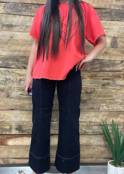 The Chris High Rise Crop Wide Leg Super Dark Jeans