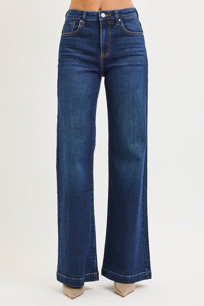 The Denise High Rise Dark Wide Leg Jeans