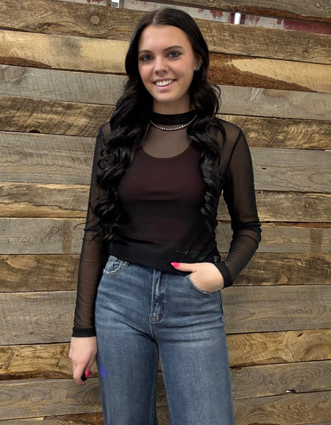 The Black Mesh Top