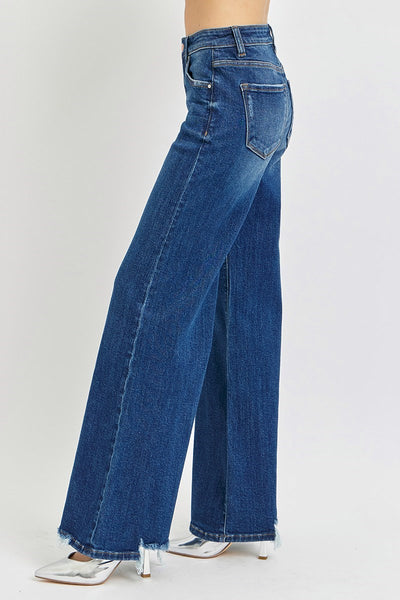 The Dana Mid Rise Extreme Wide Leg Dark Jeans