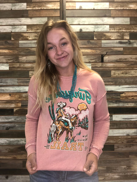 The Turquoise Trail Cowboy Mineral Peach Sweatshirt