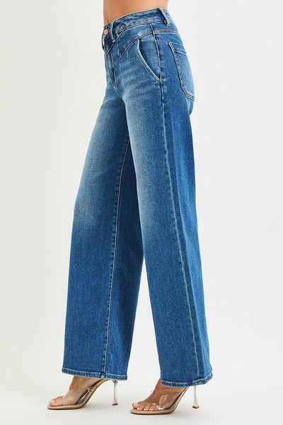 The Dani High Rise Dark Wide Leg Jeans