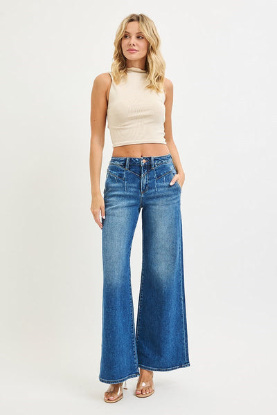 The Dani High Rise Dark Wide Leg Jeans