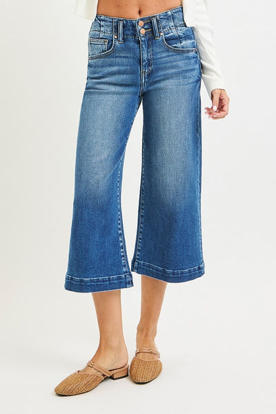 The Ericka High Rise Dark Wide Crop Leg Jeans