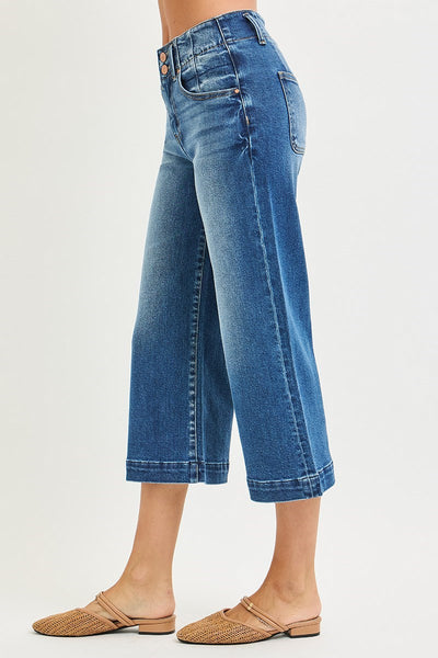 The Ericka High Rise Dark Wide Crop Leg Jeans