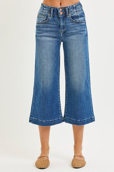 The Ericka High Rise Dark Wide Crop Leg Jeans