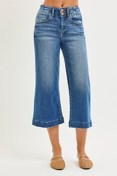 The Ericka High Rise Dark Wide Crop Leg Jeans