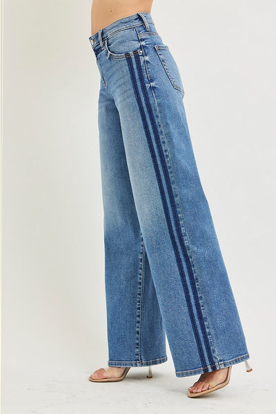 The Nicole Slouchy Wide Side Shadow Wash Jeans