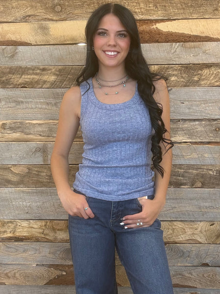 The Talk To Us Light Navy Tank Top