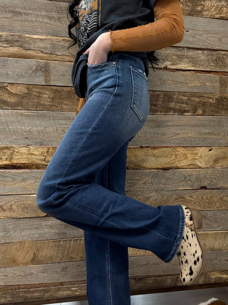 The Charlie High Rise Straight Leg Dark Jeans