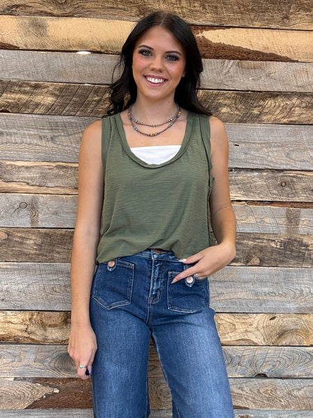 The New Way Light Olive Tank Top