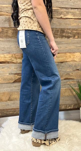 The Lisa Tummy Control High Rise Cuffed Wide Jeans