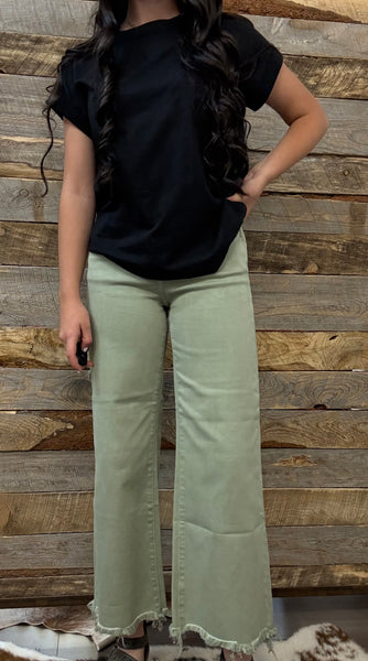 The Josey High Rise Wide Leg Crop Sage Jeans