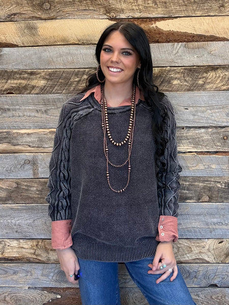 The Do Not Wait Black Cable Sleeve Sweater