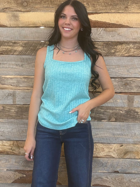 The Talk It Up Turquoise Tank Top