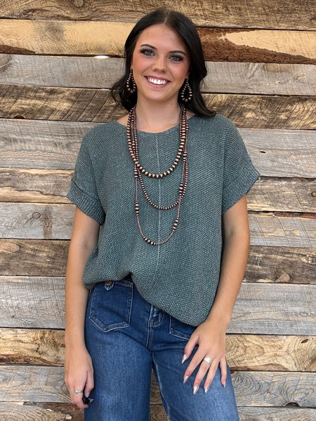 The Talk To It Ash Jade Sweater Cuff Top