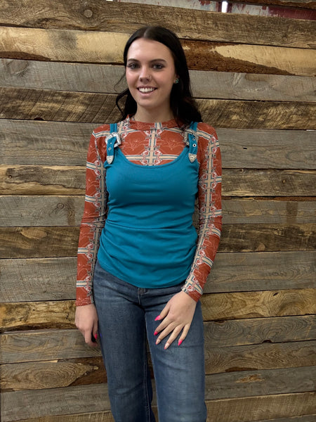 The Look Up Turquoise Buckle Tank Top