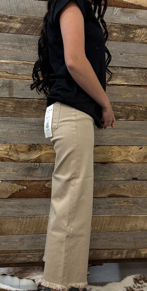The Josey High Rise Wide Leg Crop Taupe Jean