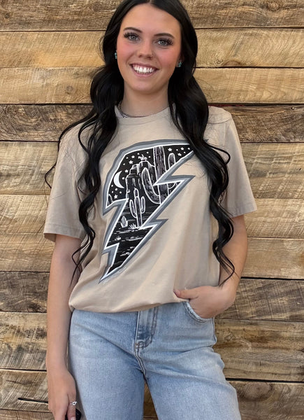 The Desert Lightening Silver Creamy Grey Tee