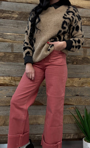 The Devin High Rise Wide Leg Brick Jeans