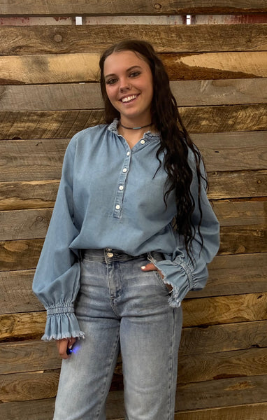 The Darling Denim Pull Over Denim Top