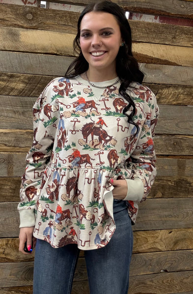 The All Things Cowboy Baby Doll Top