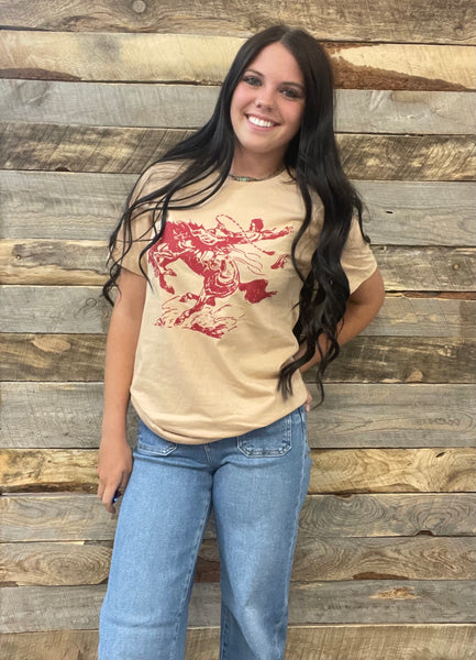 The Big Red Bronc Rider Tee