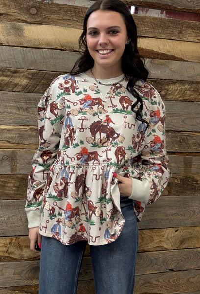 The All Things Cowboy Baby Doll Top