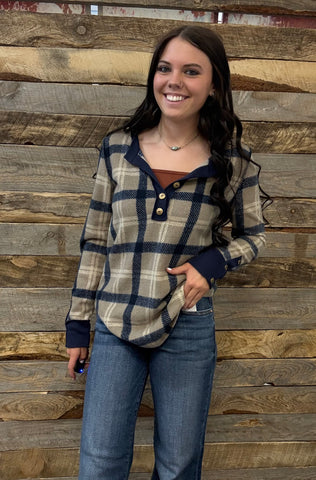 The Around This Plaid Button Sweatshirt