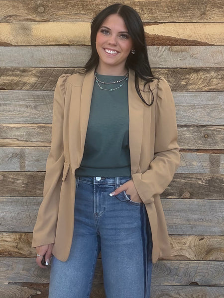 The Dusty Days Taupe Puff Blazer