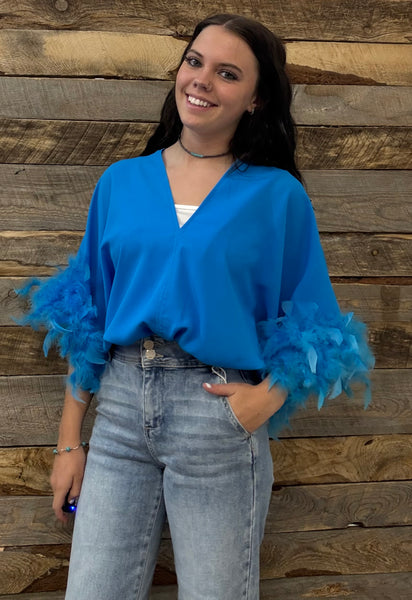 The Fun Feathers Blue Body Suit Top