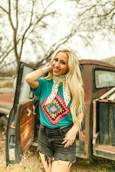 The Sunset Aztec Teal Tee