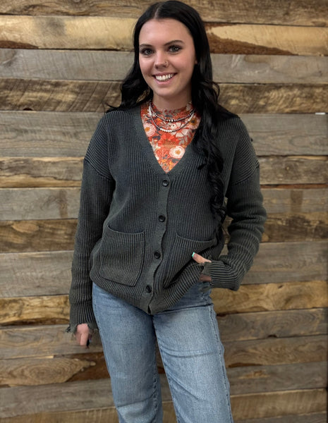 The Really Vintage Dark Grey Sweater Cardigan