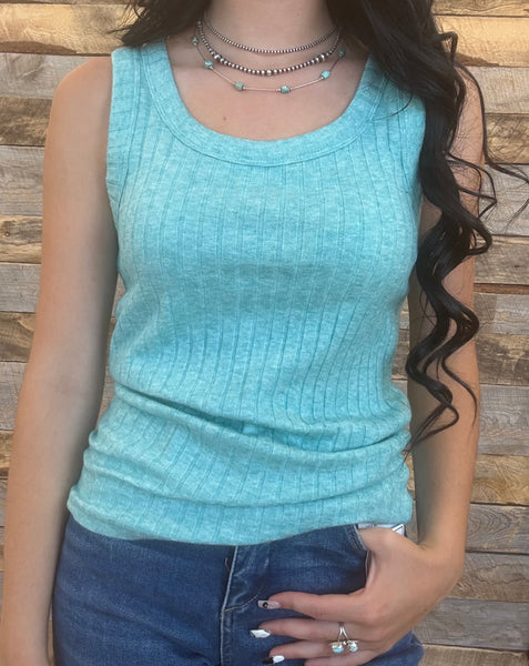 The Talk To Us Turquoise Tank Top