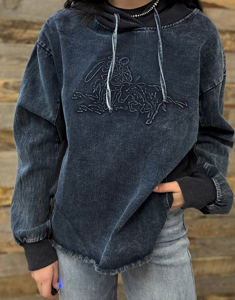 The Mixed Up Thoughts Denim Hoodie Sweatshirt