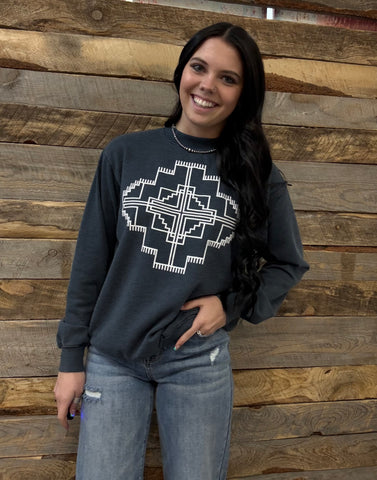 The Take It Basic Aztec Mineral Navy Sweatshirt