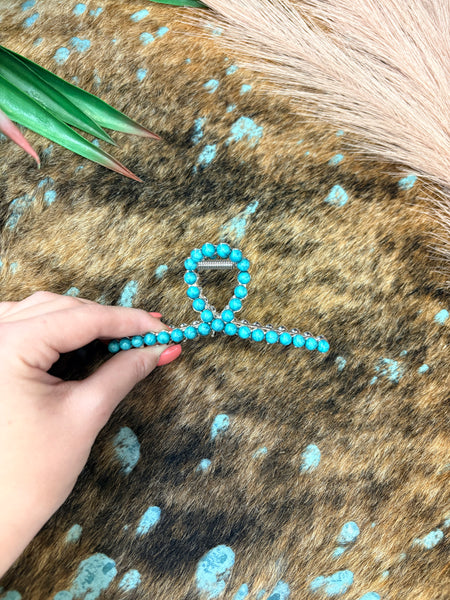 The Turquoise Bead Claw Clip