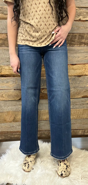 The Harper Tummy Control High Rise Ankle Straight Dark Jean