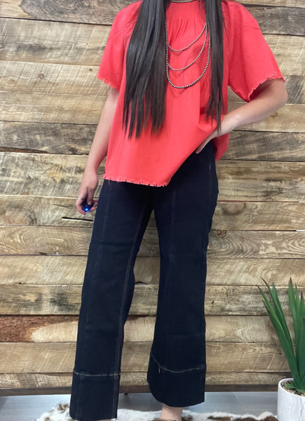 The Chris High Rise Crop Wide Leg Super Dark Jeans