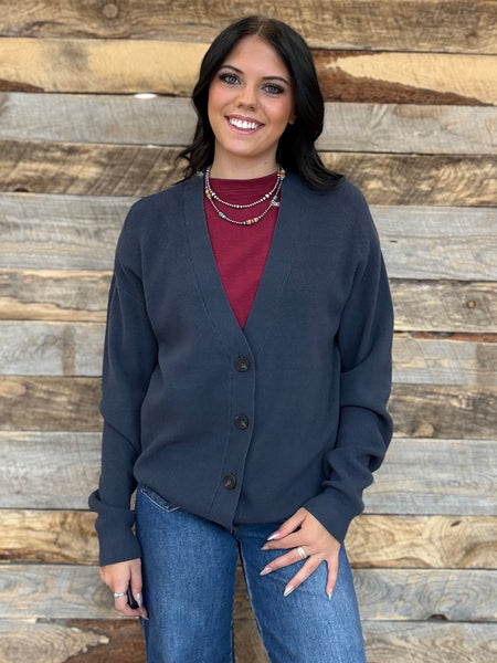 The Way There Button Up Midnight Sweater