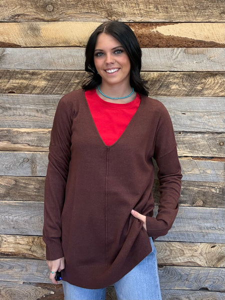 The I Waited Heathered Mahogany Sweater Top