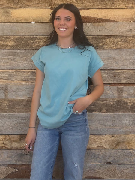 The Take It Basic Dusty Teal Top