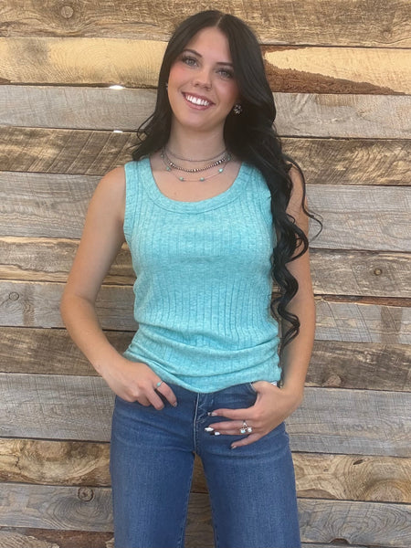 The Talk To Us Turquoise Tank Top