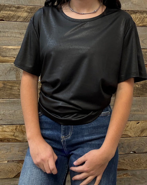 The Short Days Leather Looks Black Top