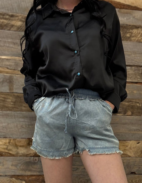 The Follow It Up Blue Grey Shorts