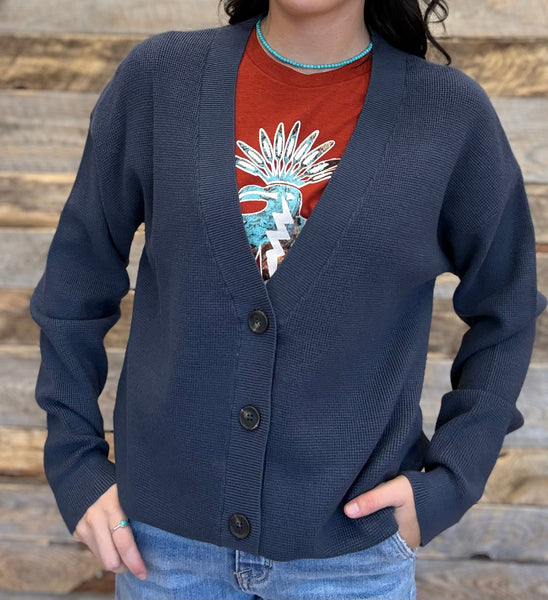 The Way There Button Up Midnight Sweater