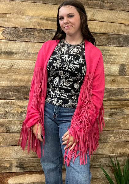The Fringe and Pink Cardigan Jacket