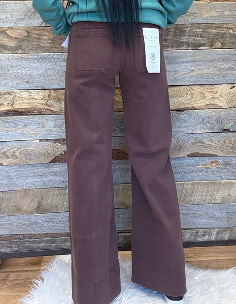 The Whitley Choco Brown Mid Rise Wide Leg