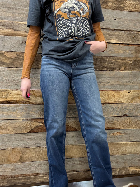 The Charlie High Rise Straight Leg Dark Jeans